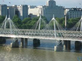 View of an intricate bridge as seen from the Eye of London